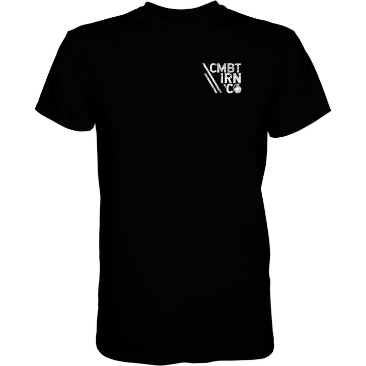 men’s t-shirt with white details saying “Just put a stock on it”  #color_black