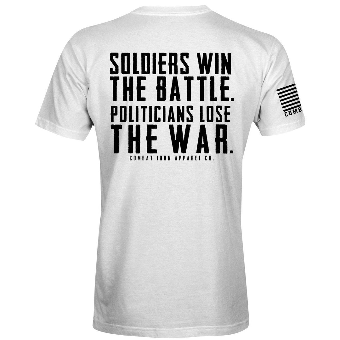 MEN'S PREMIUM T-SHIRT | SOLDIERS WIN THE BATTLE. POLITICIANS LOSE THE WAR. VETERAN EDITION - Combat Iron Apparel™