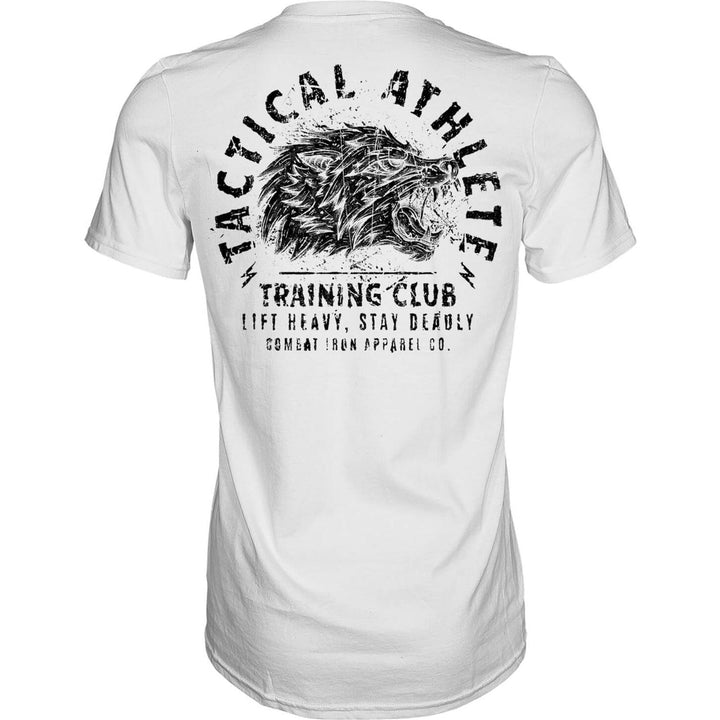 Tactical athlete training club wolf with a wolf’s head men’s t-shirt in white #color_white