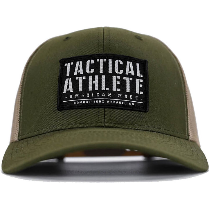 Tactical athlete American-made snapback hat #color_green-tan
