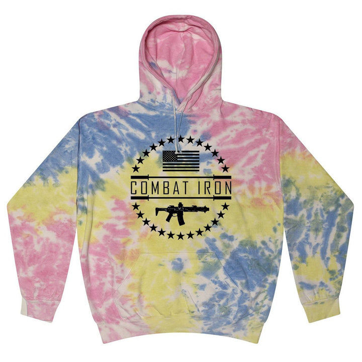 Original star circle, men’s midweight hoodie with details and a US flag #color_tie-dye